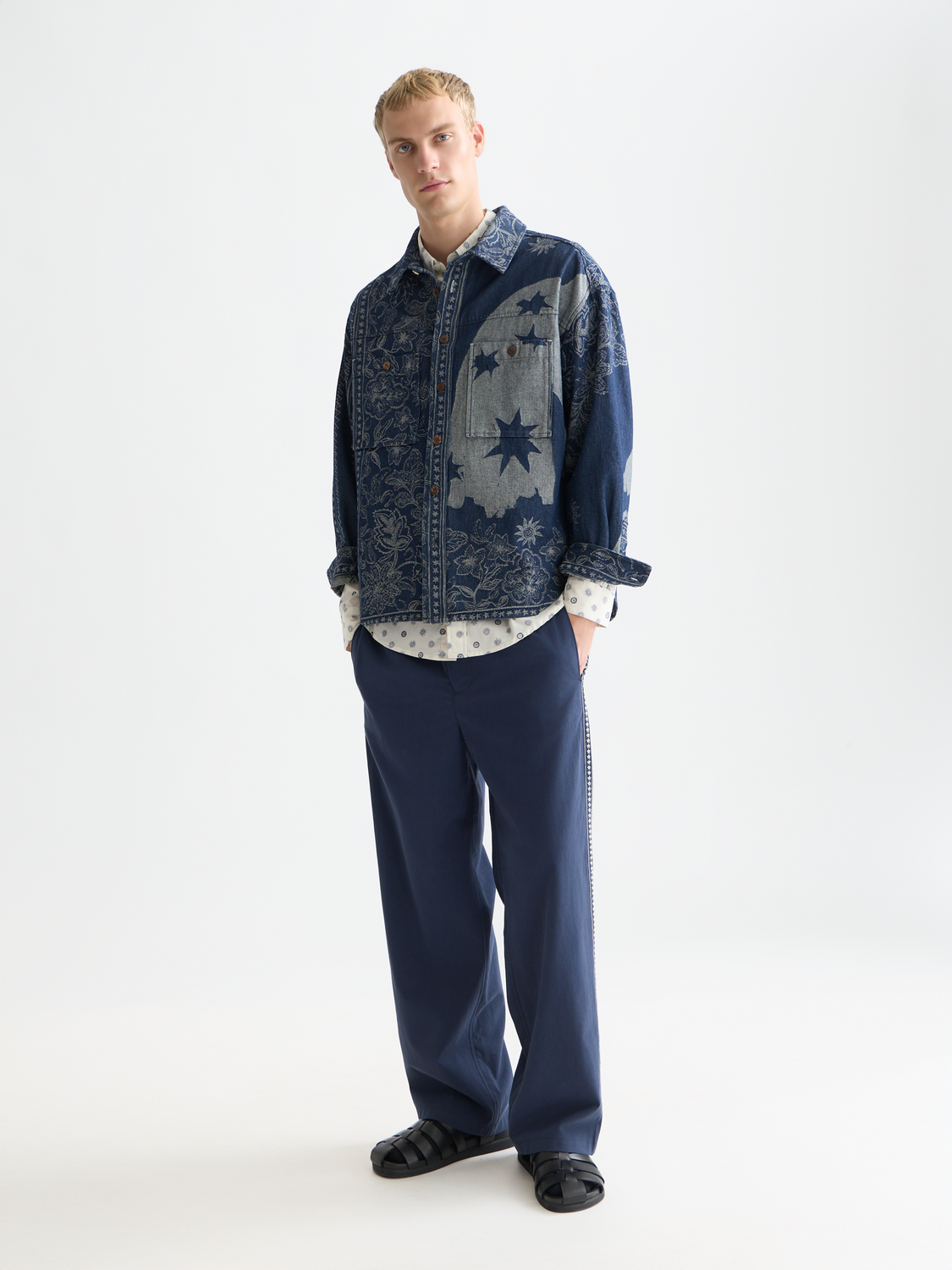 Denim Jacquard Overshirt
