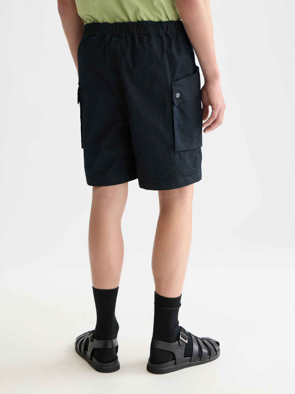 Washed Cotton-Blend Cargo Loose-Fit Bermuda Shorts