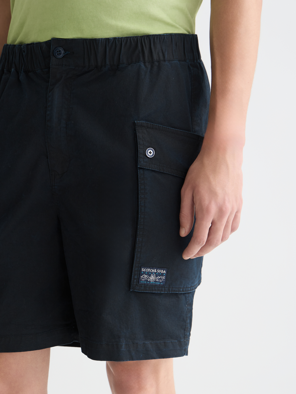 Washed Cotton-Blend Cargo Loose-Fit Bermuda Shorts