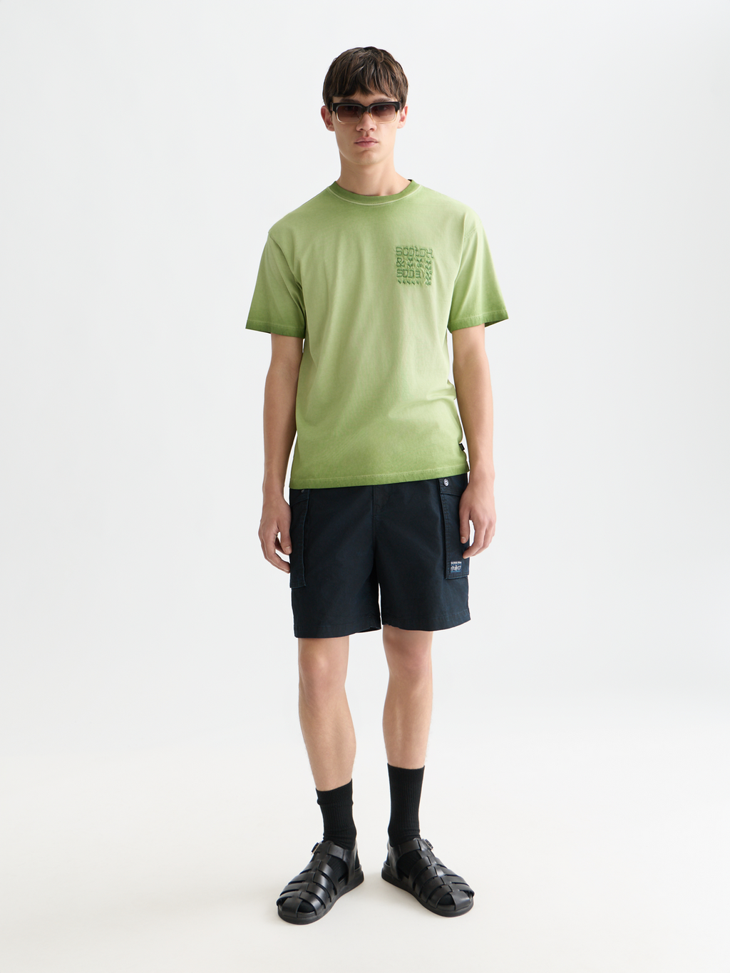 Washed Cotton-Blend Cargo Loose-Fit Bermuda Shorts