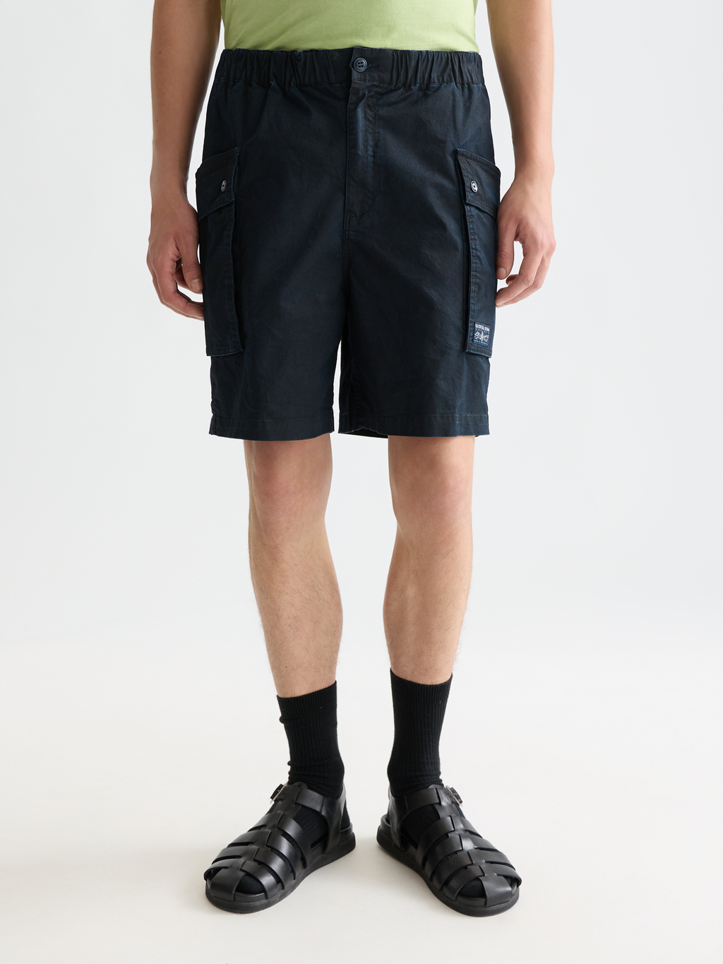 Washed Cotton-Blend Cargo Loose-Fit Bermuda Shorts