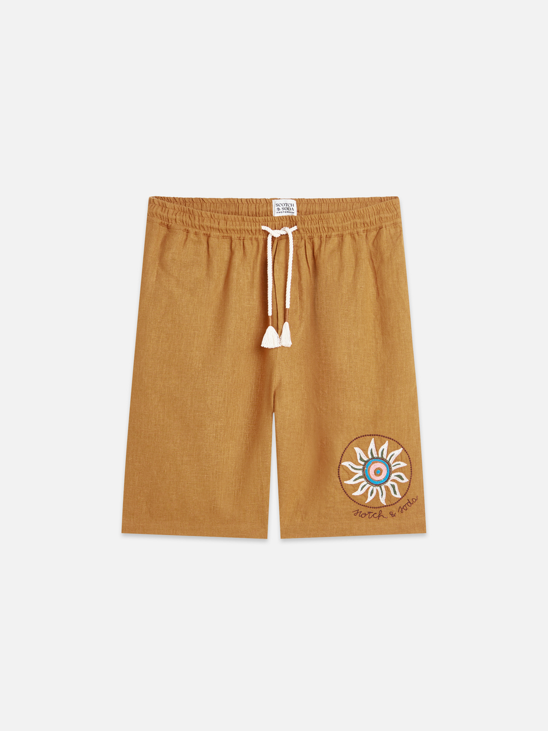 Embroidered Linen-Blend Wide-Fit Bermuda Shorts