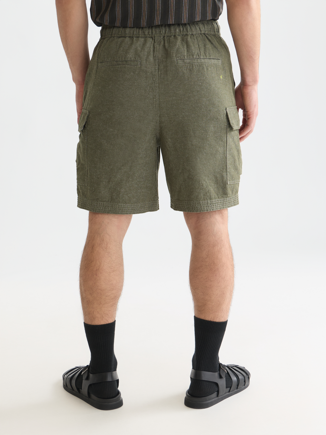 Linen-Blend Relaxed-Fit Cargo Bermuda Shorts
