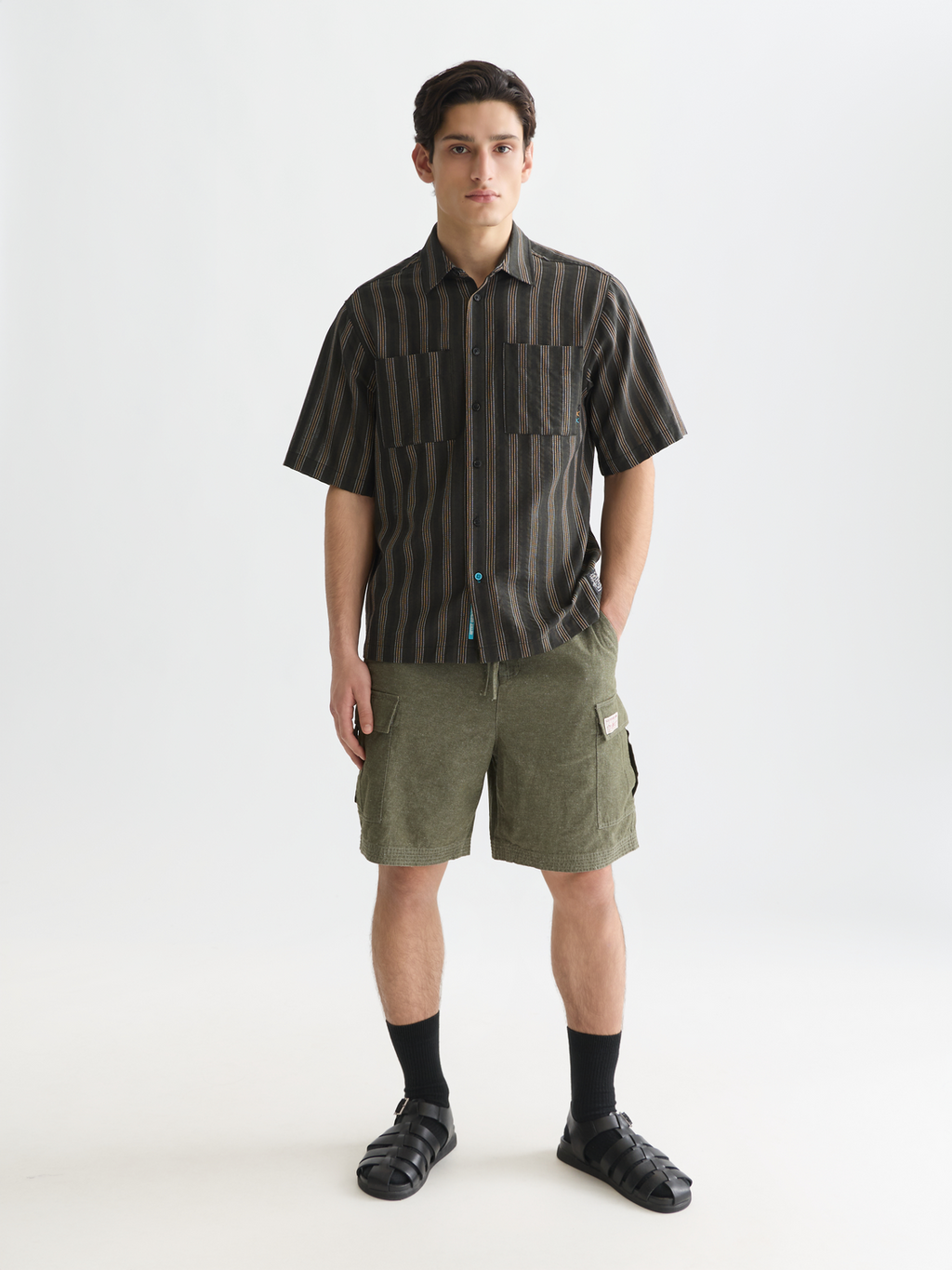 Linen-Blend Relaxed-Fit Cargo Bermuda Shorts