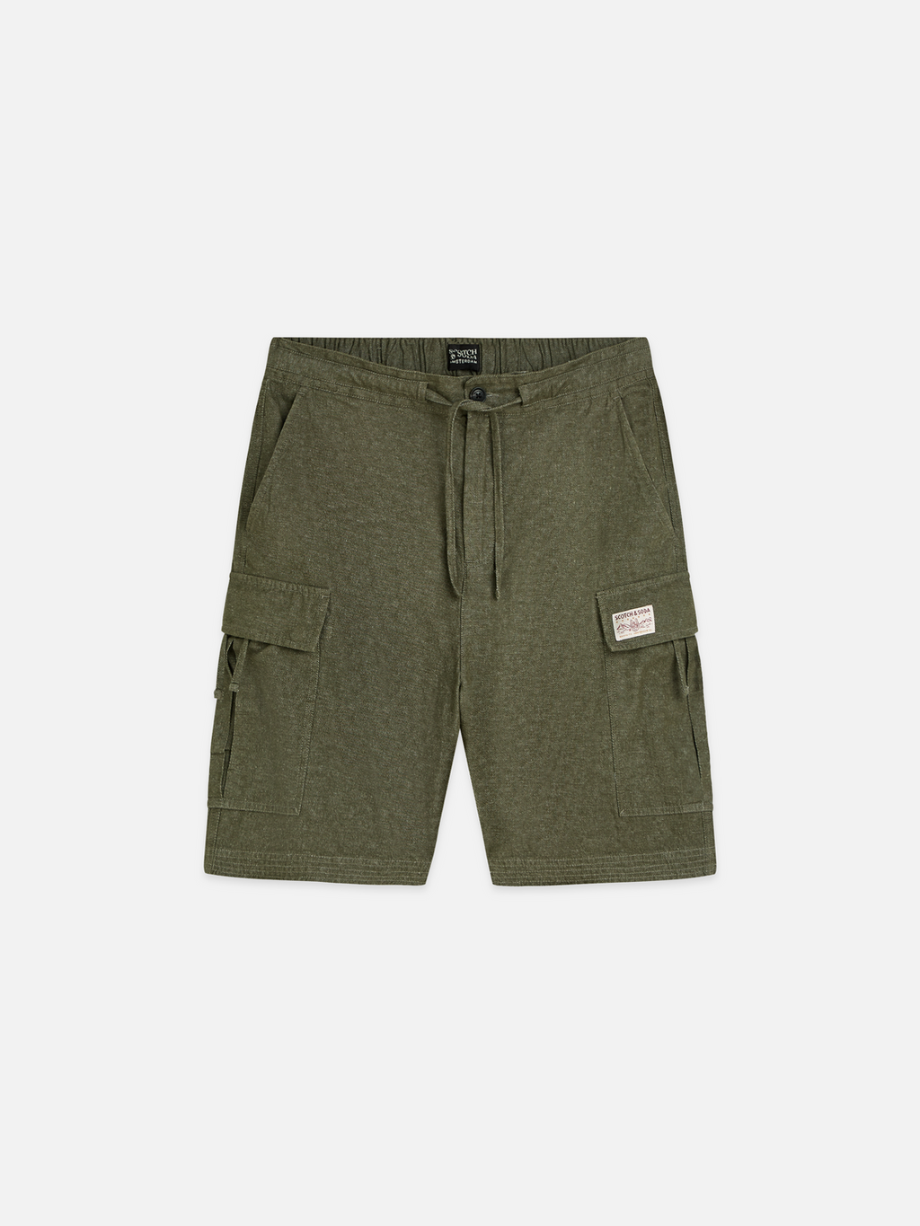 Linen-Blend Relaxed-Fit Cargo Bermuda Shorts