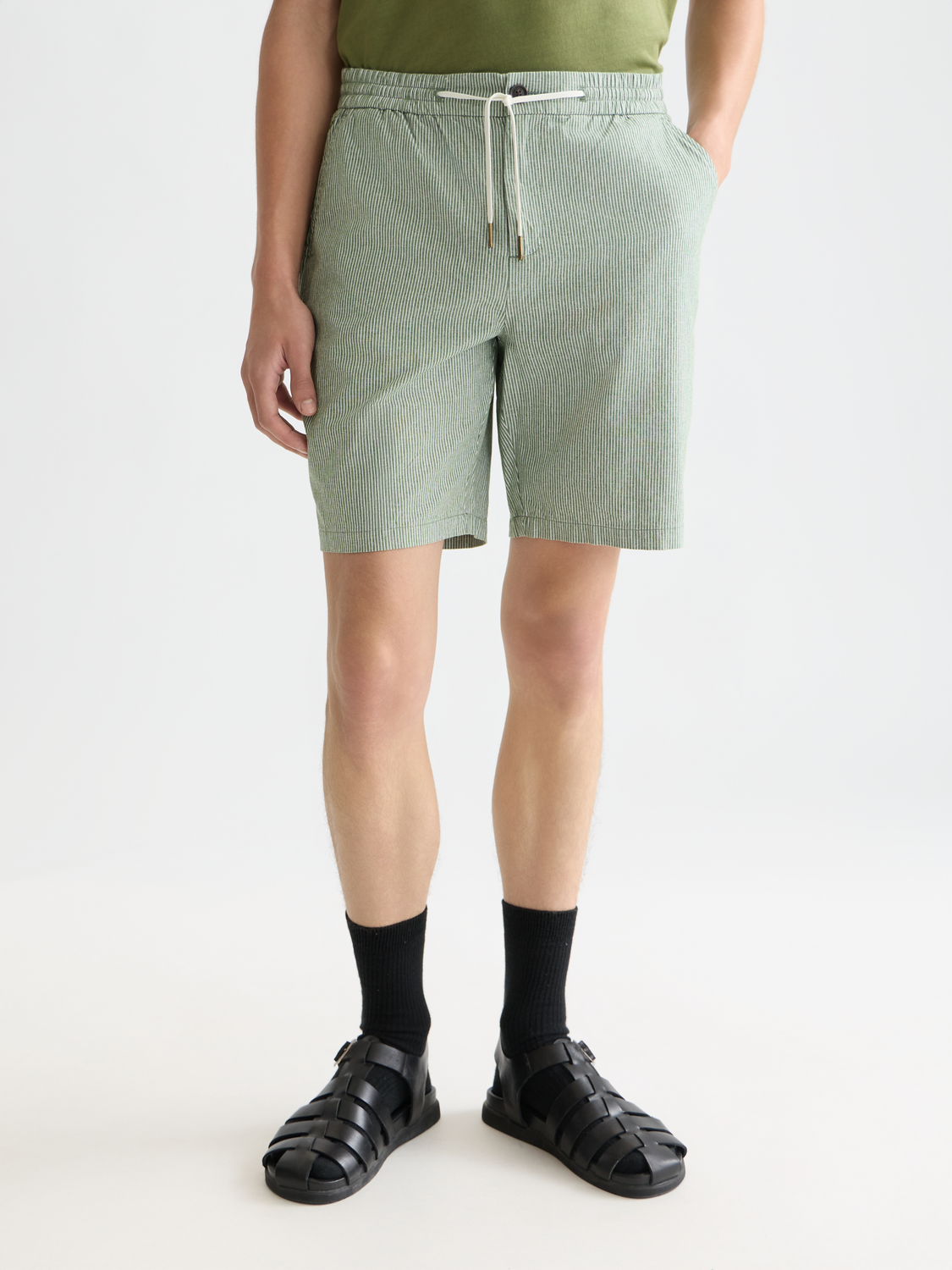 Fave Cotton-Linen Yarn-Dyed Regular-Fit Bermuda Shorts