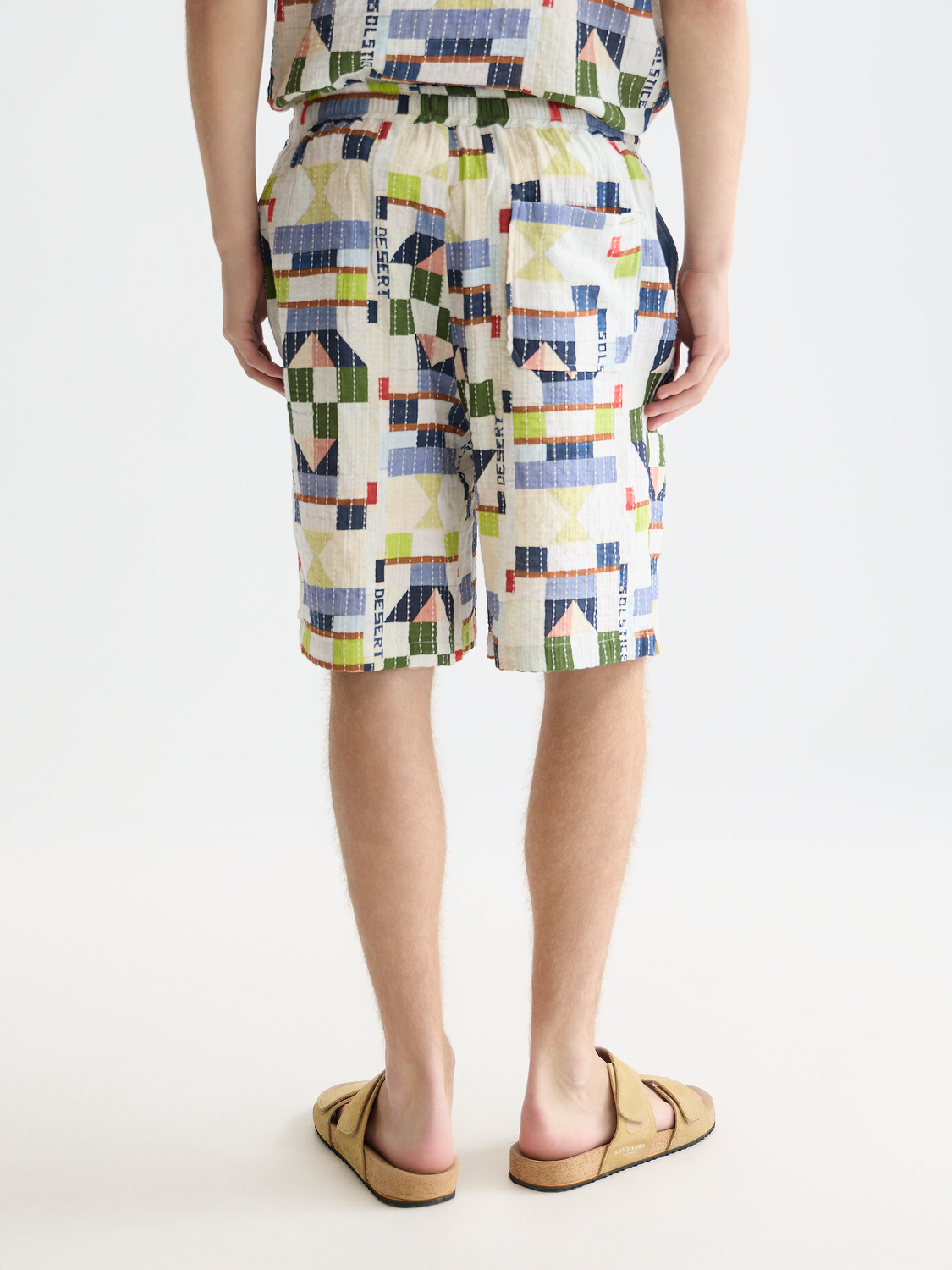 Topstitched Printed Cotton Relaxed-Fit Bermuda Shorts