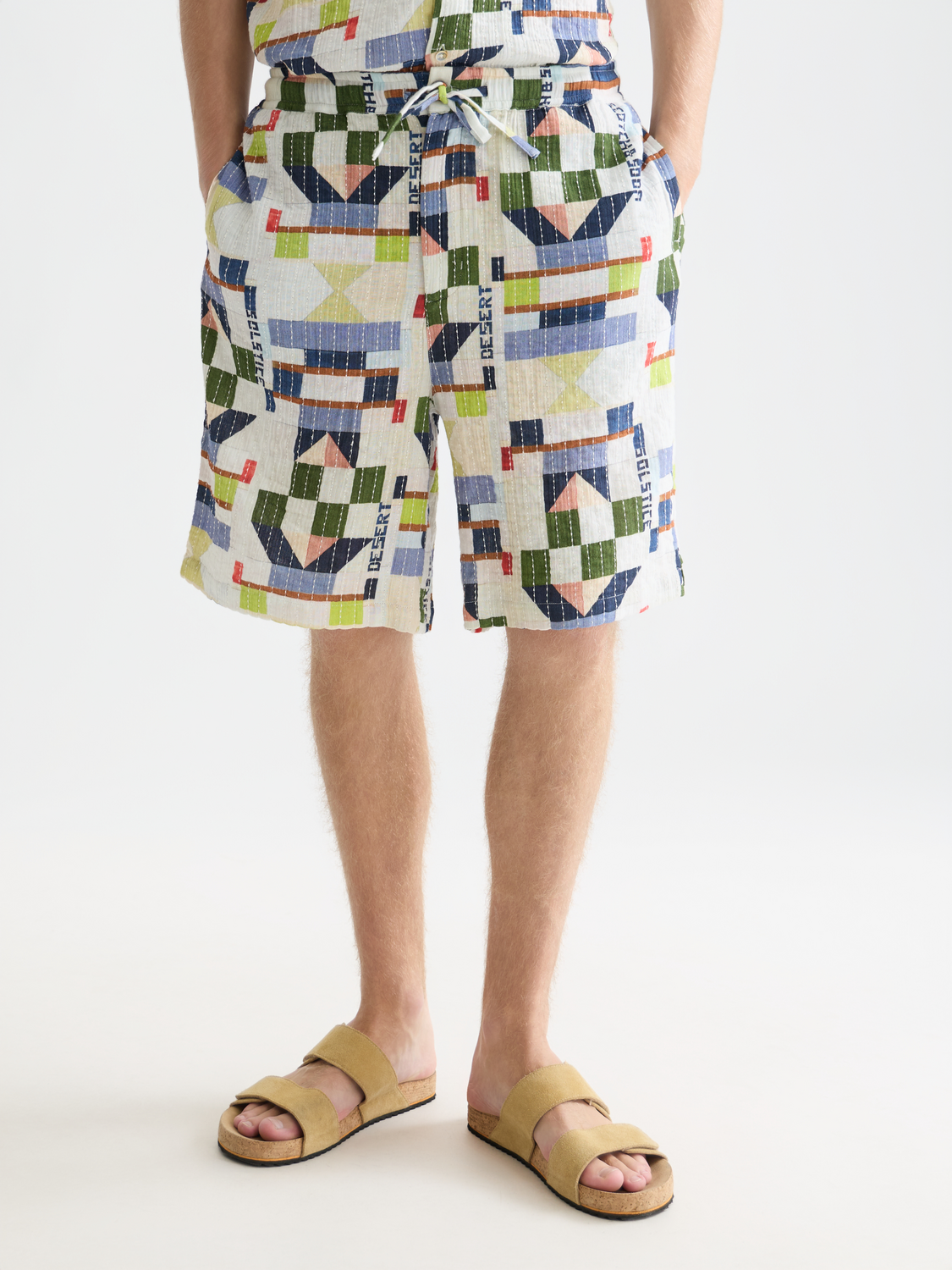 Topstitched Printed Cotton Relaxed-Fit Bermuda Shorts