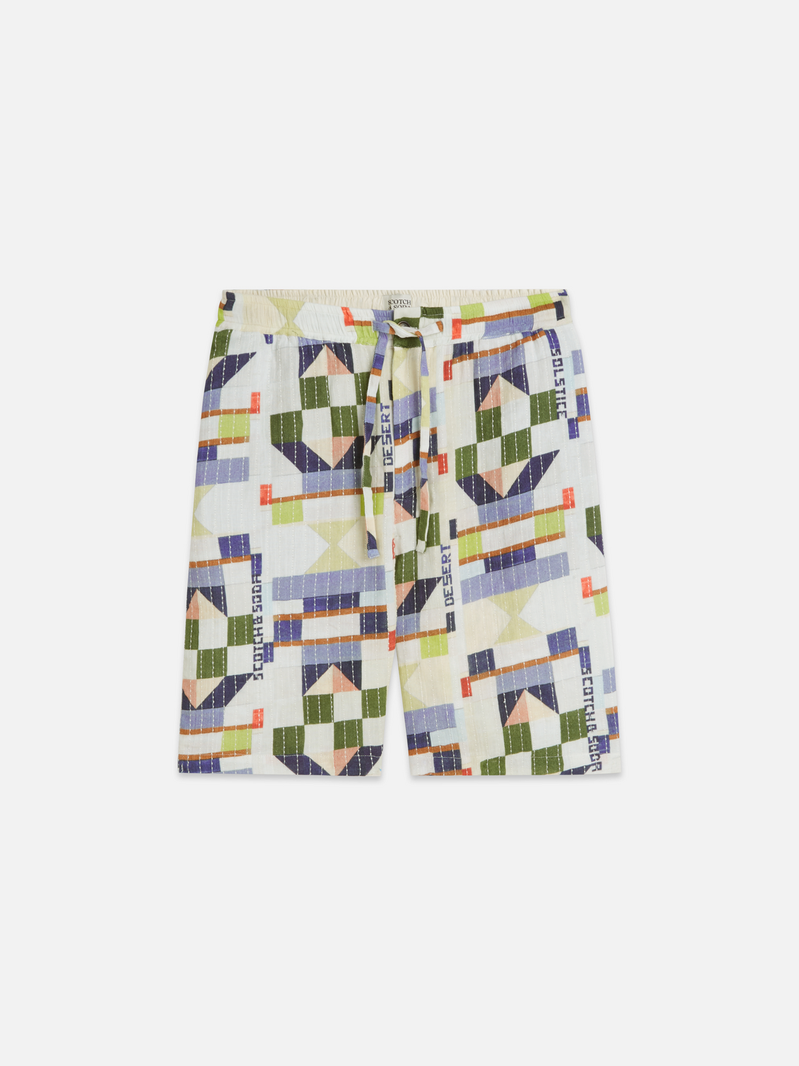 Topstitched Printed Cotton Relaxed-Fit Bermuda Shorts