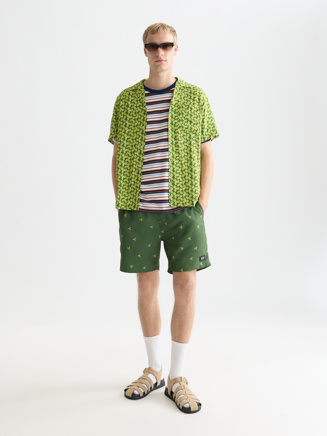 Mini Print Mid-Length Swim Shorts