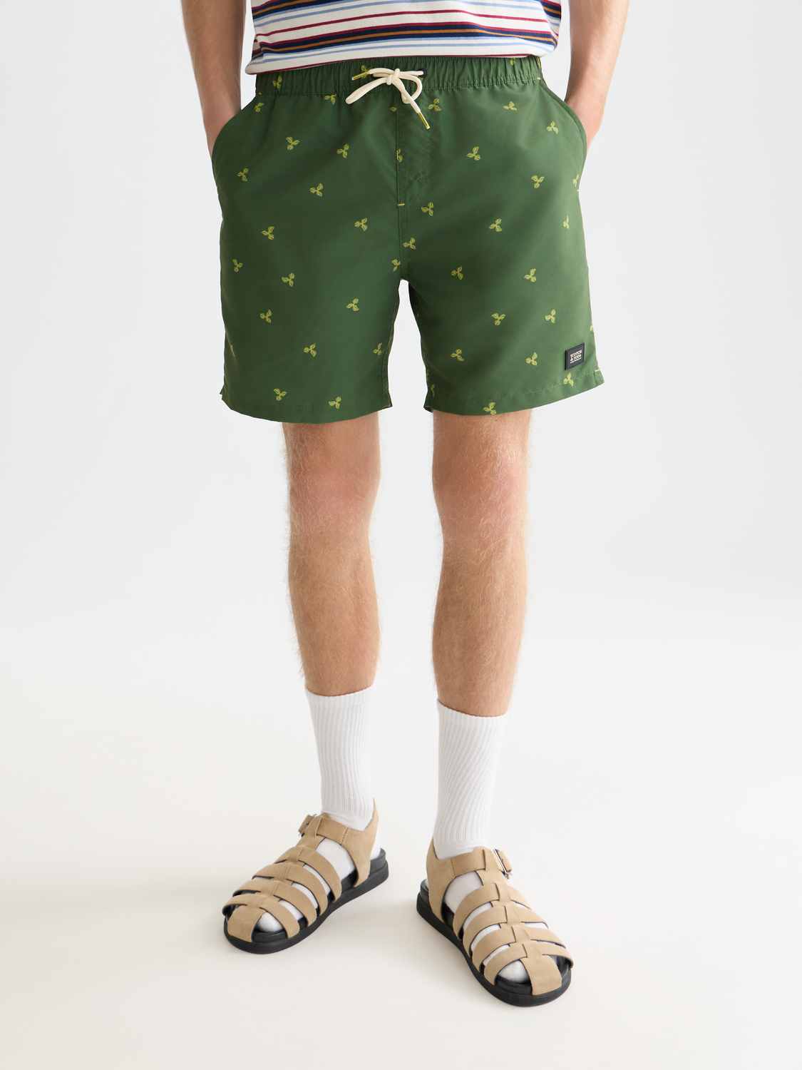 Mini Print Mid-Length Swim Shorts