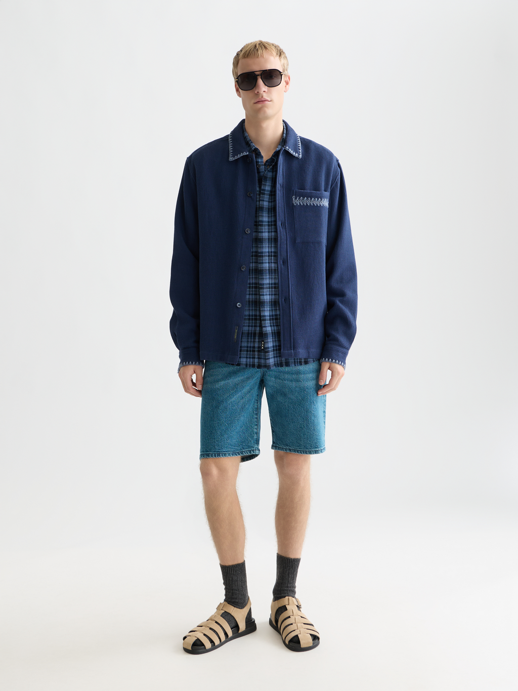 Waffle Structure Relaxed-Fit Shirt