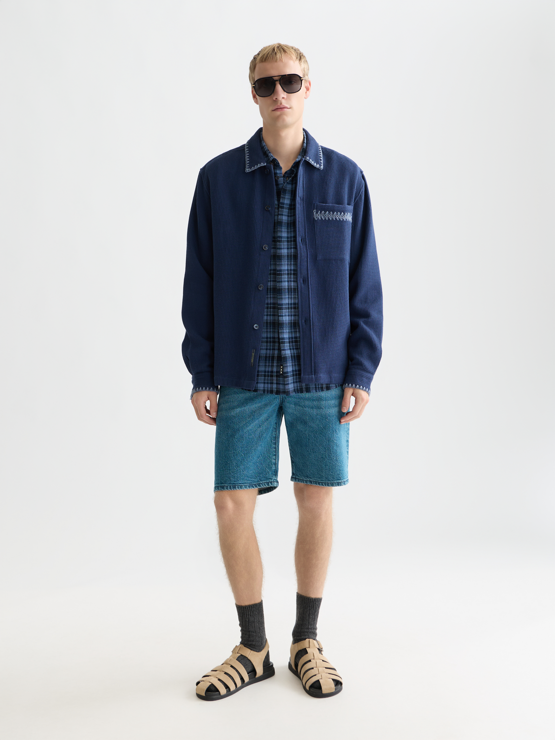 Waffle Structure Relaxed-Fit Shirt