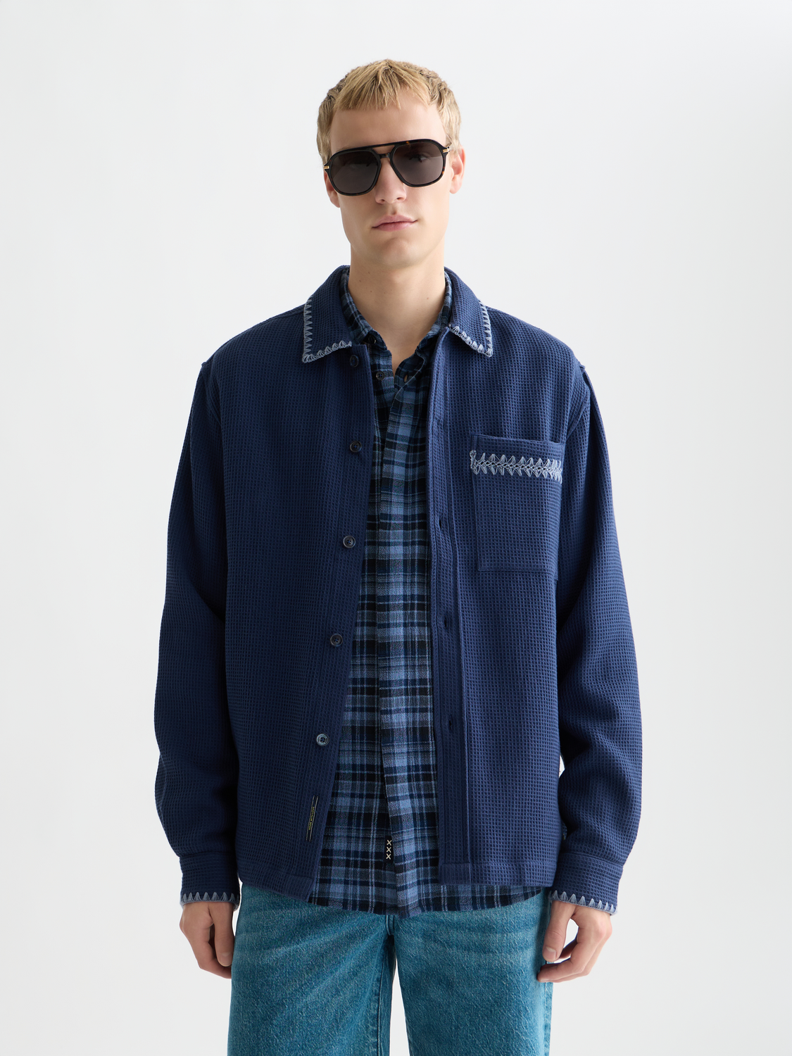 Waffle Structure Relaxed-Fit Shirt