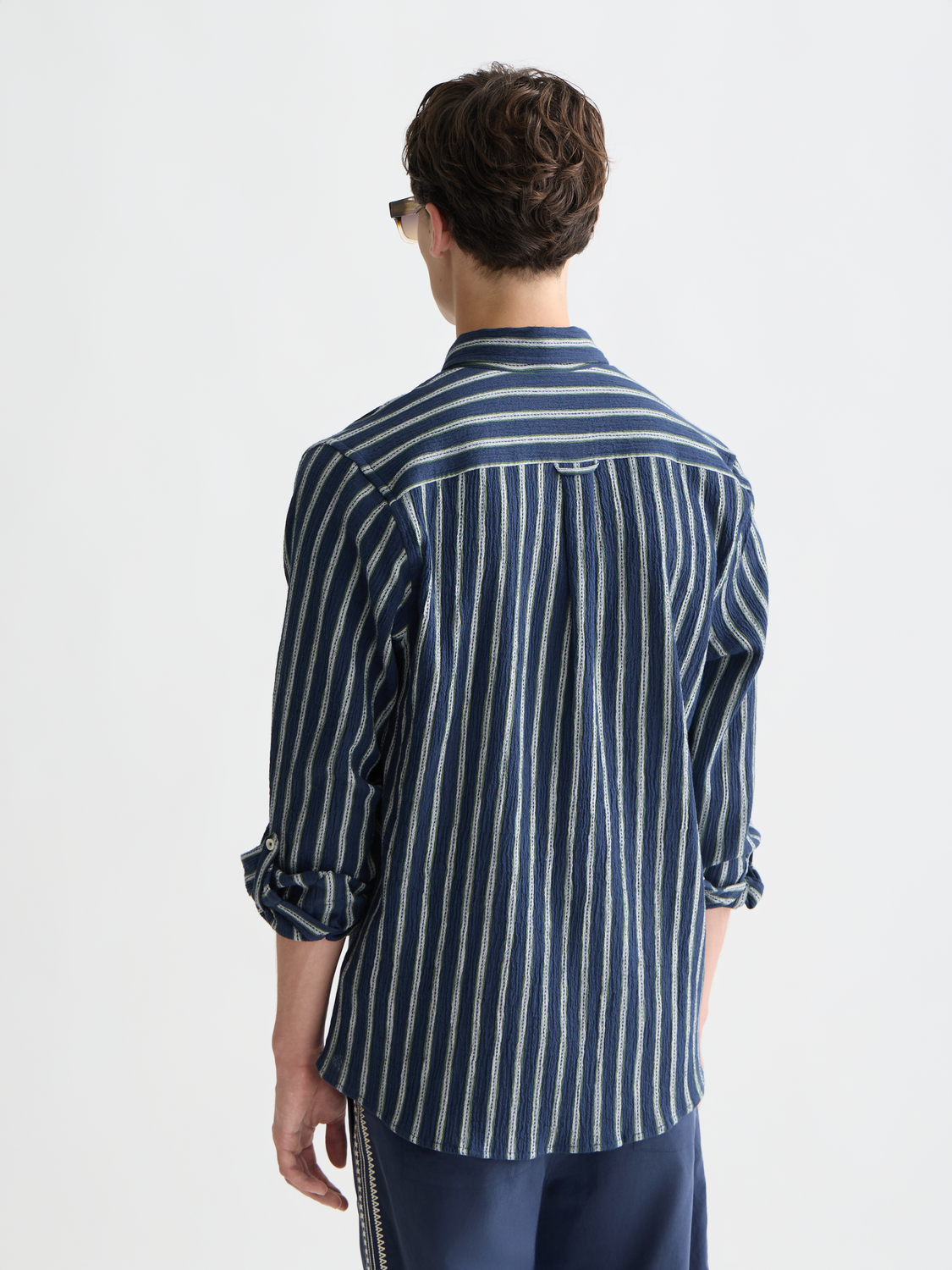 Striped Crinkle Structure Regular-Fit Shirt