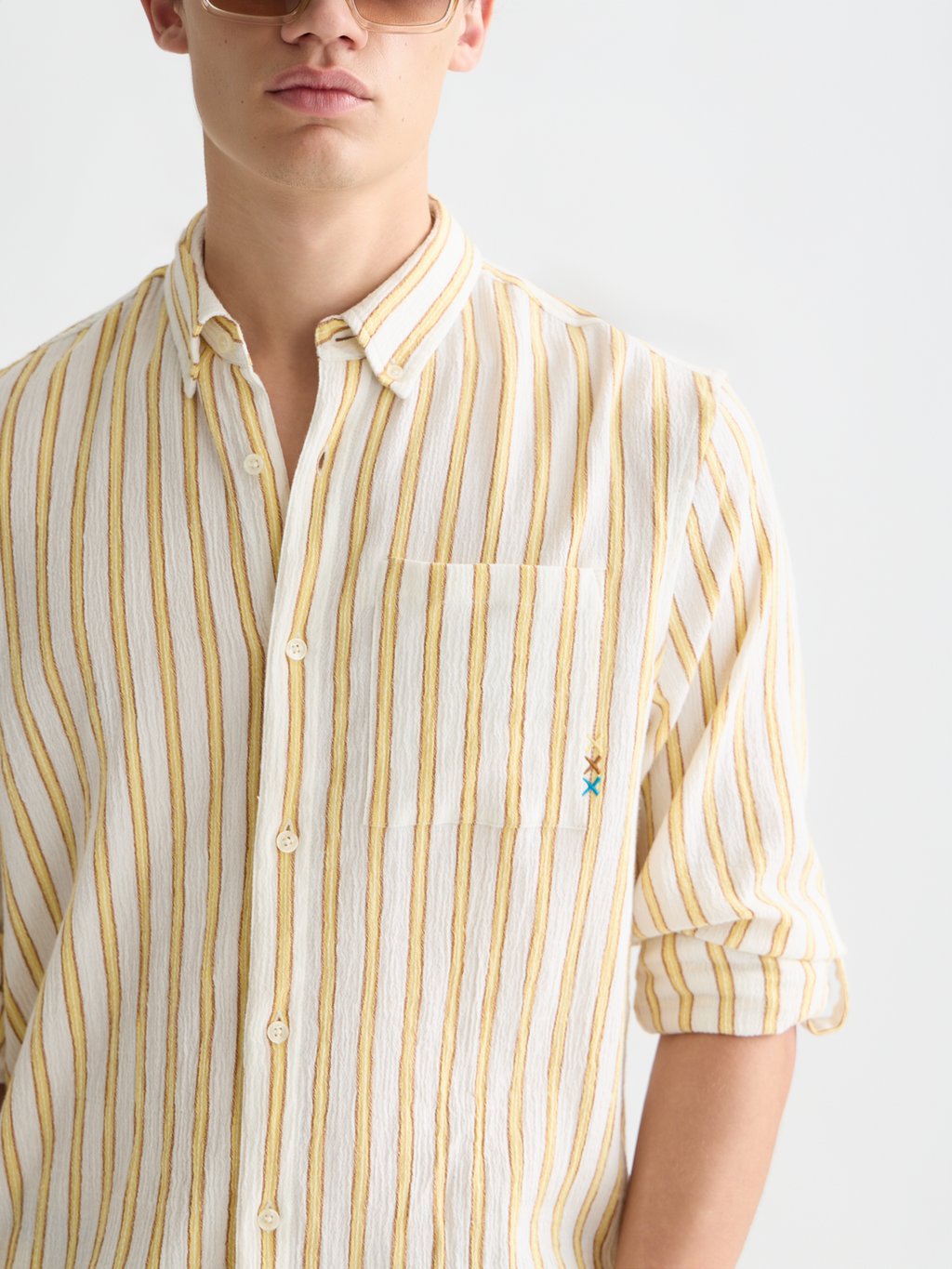 Striped Crinkle Structure Regularfit Shirt