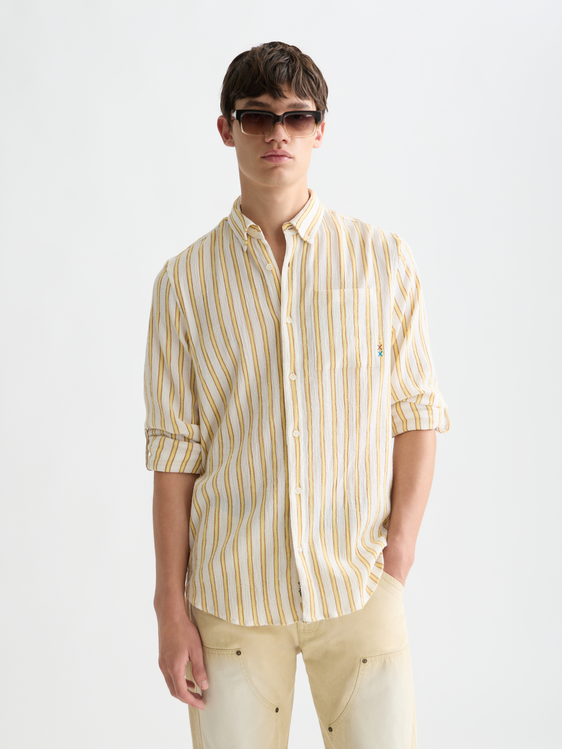 Striped Crinkle Structure Regularfit Shirt