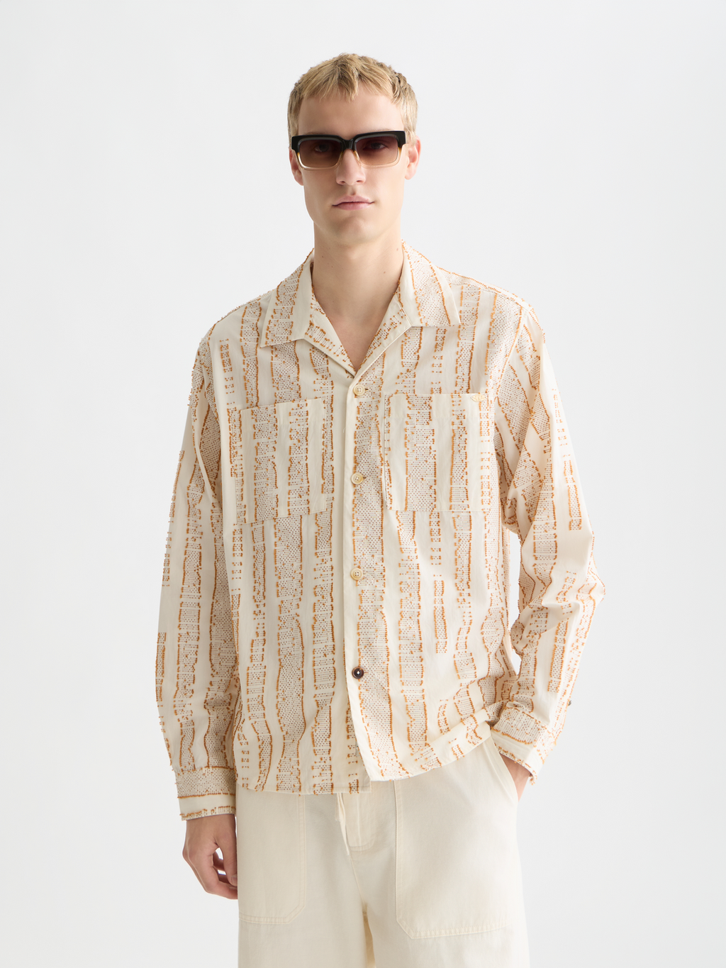 Jacquard Structure Boxy-Fit Shirt