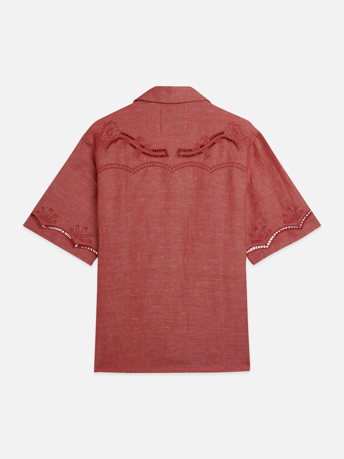 Embroidered Cut Open Detail Short-Sleeve Shirt