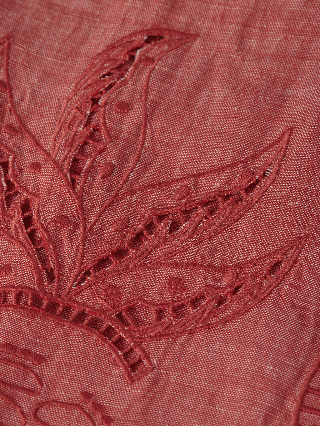 Embroidered Cut Open Detail Short-Sleeve Shirt