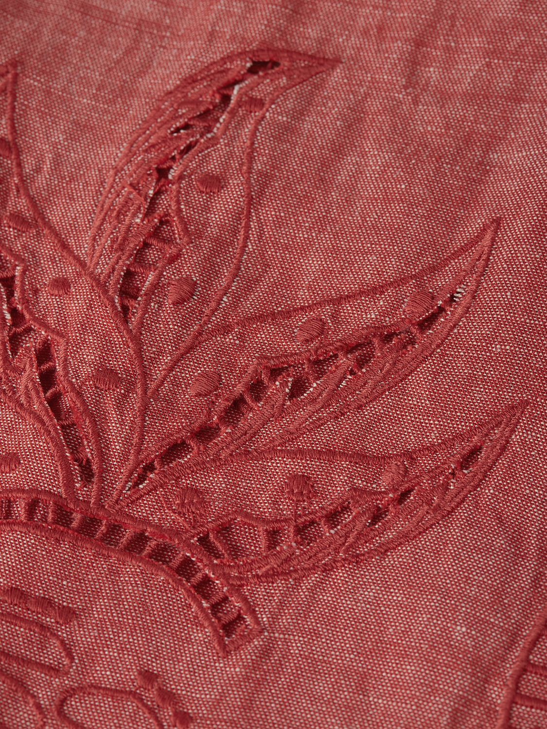 Embroidered Cut Open Detail Short-Sleeve Shirt