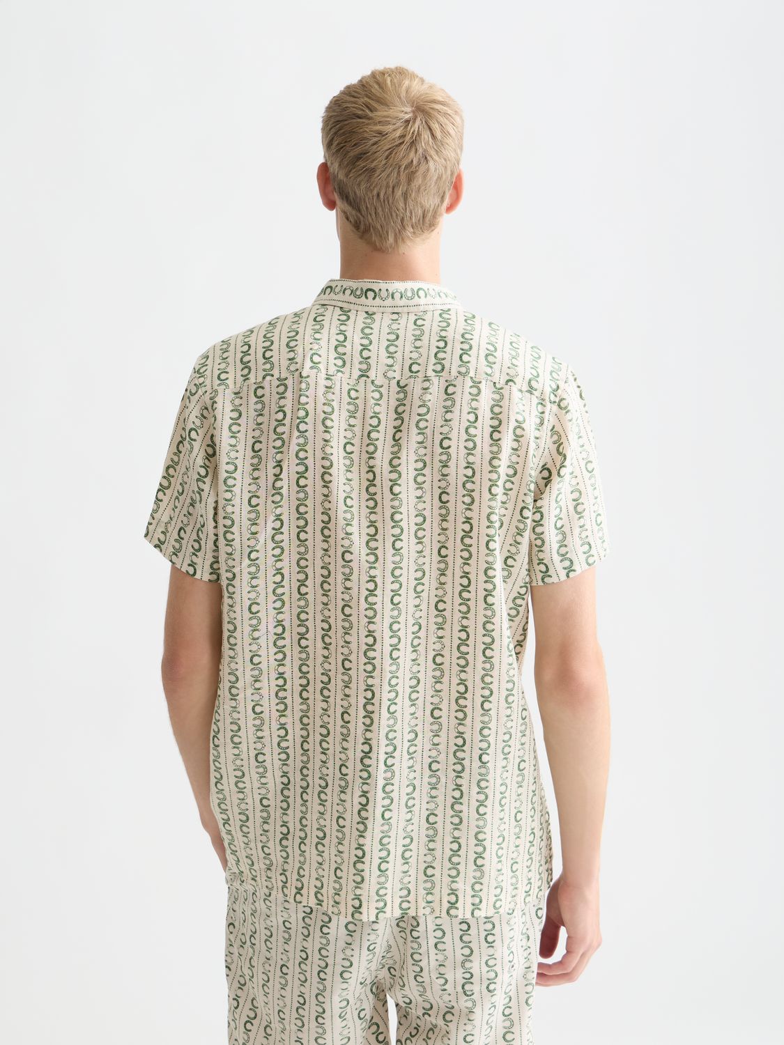 Printed Linen Regular-Fit Short-Sleeve Shirt