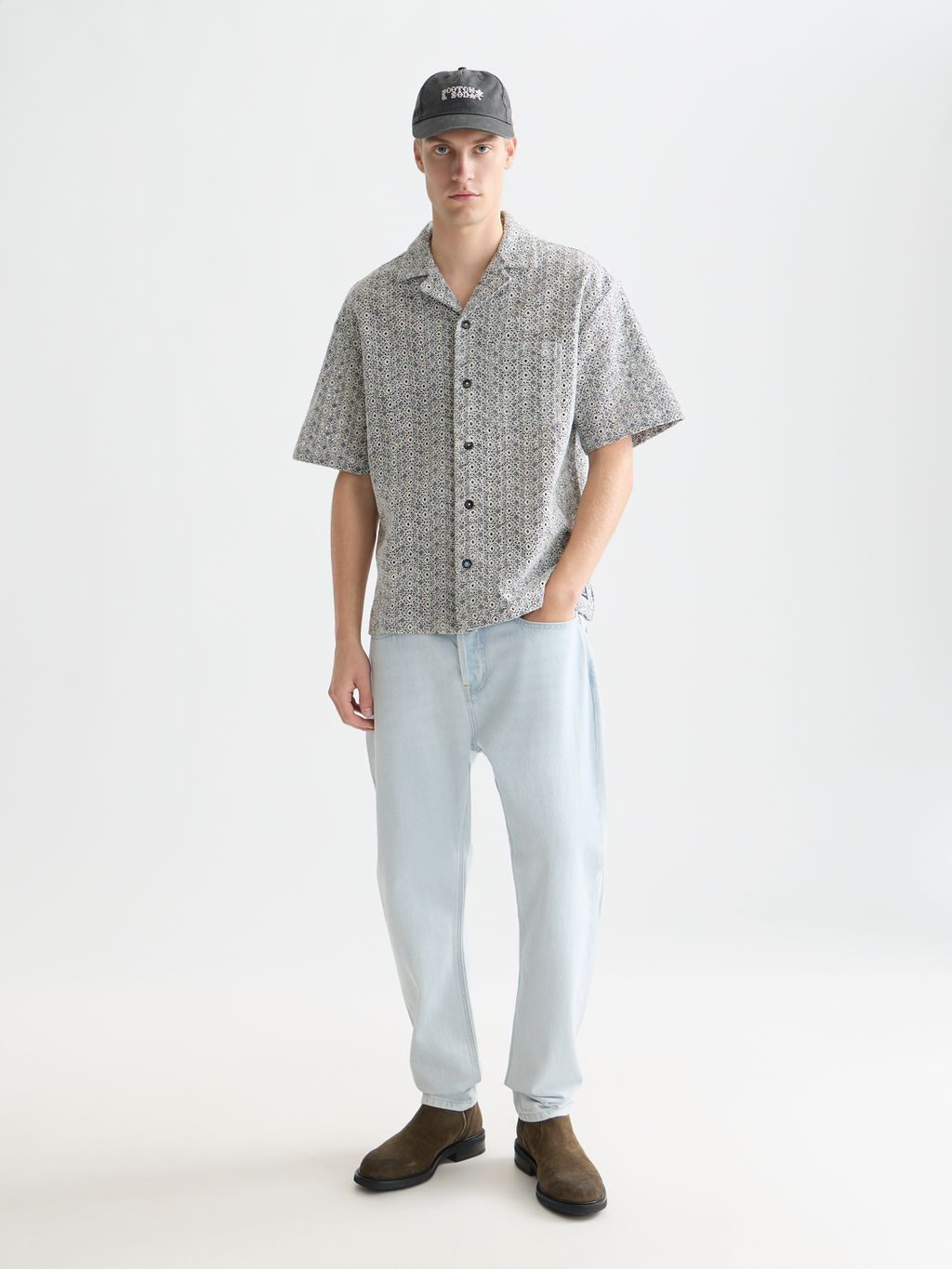 Embroidered Relaxed-Fit Short Sleeve Shirt