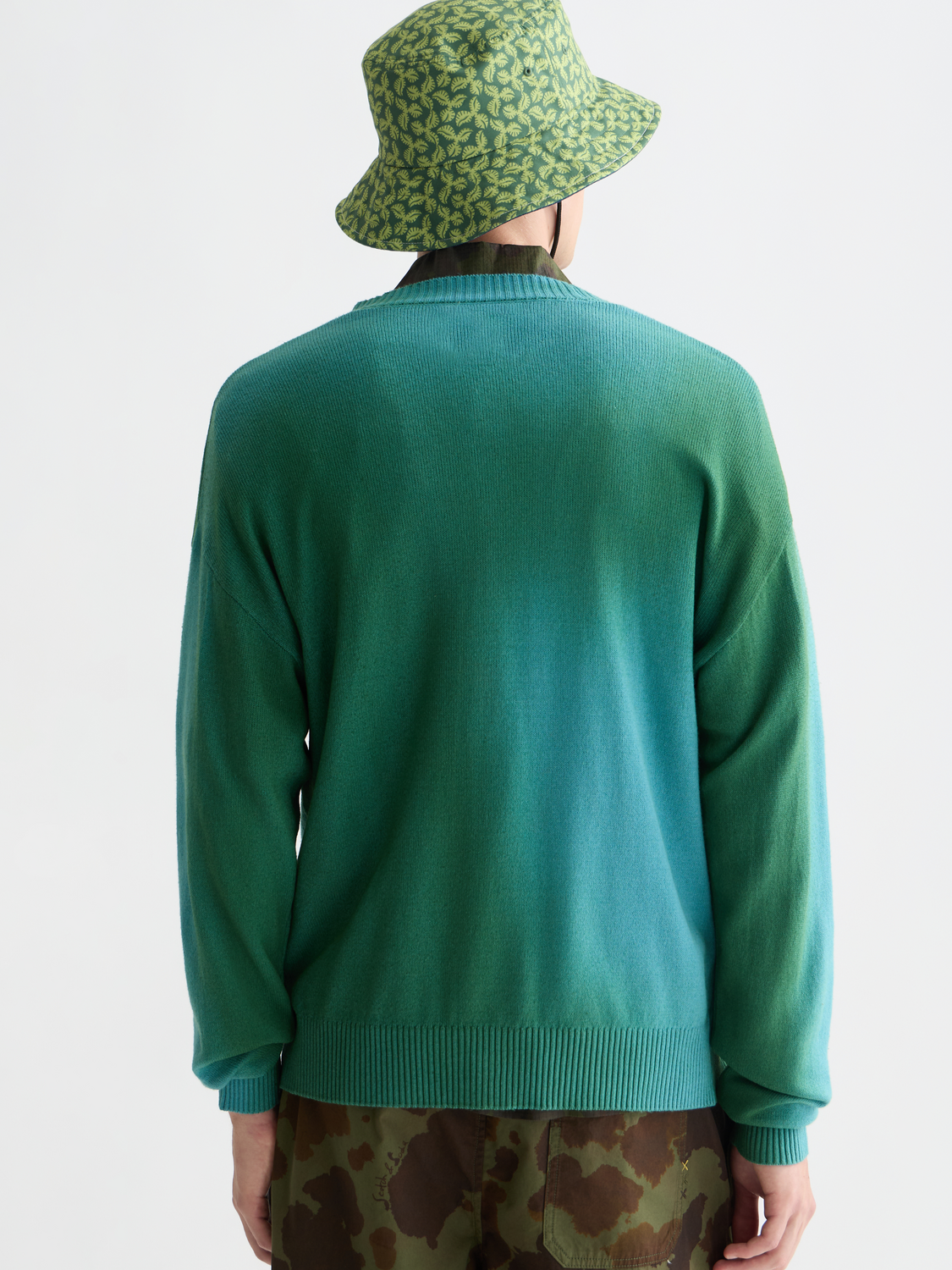 Printed Two Tone Relaxed-Fit Cardigan