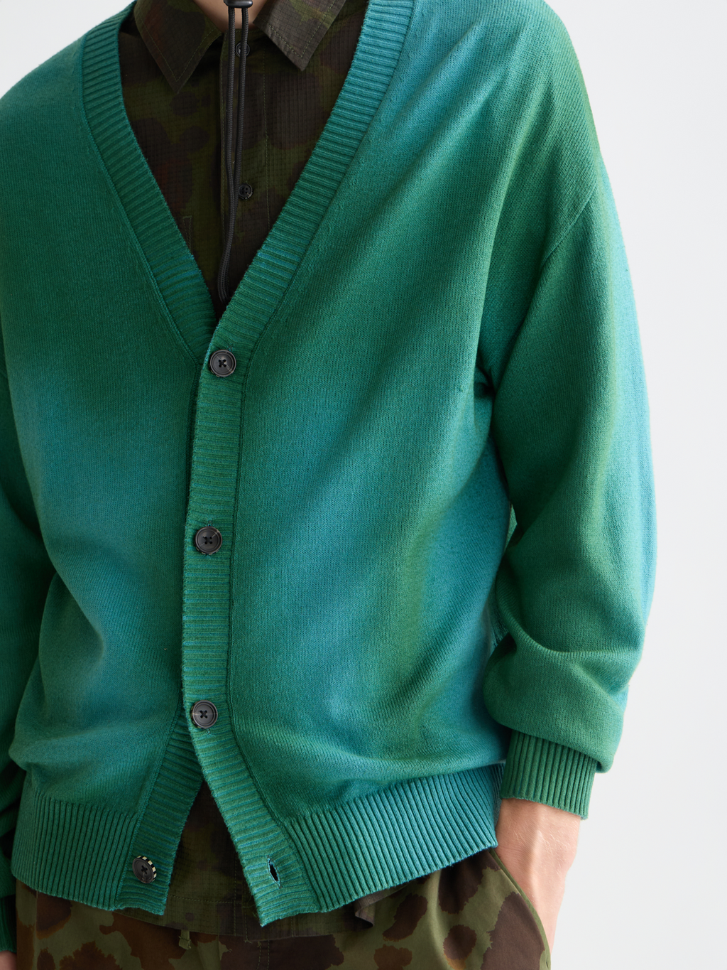 Printed Two Tone Relaxed-Fit Cardigan