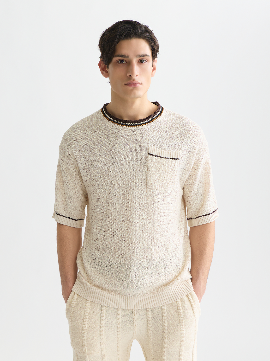 Knitted Cotton Linen-Blend Relaxed-Fit T-Shirt