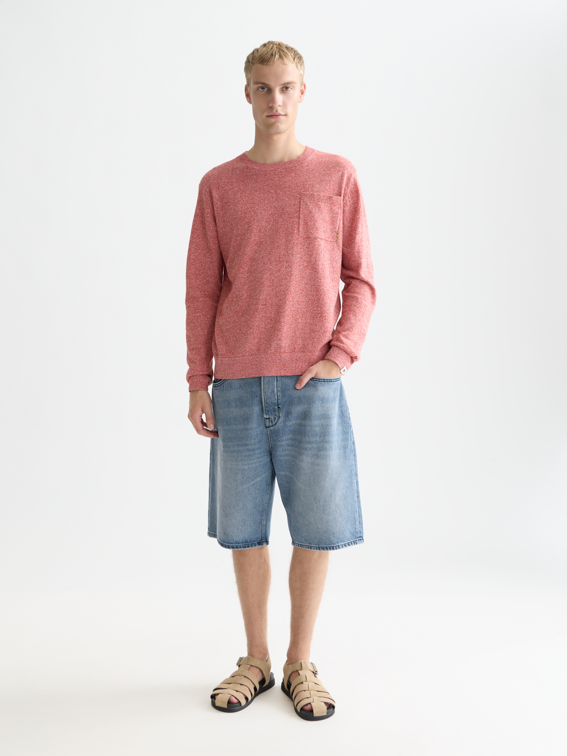 Linen-Blend Melange Regular-Fit Pullover