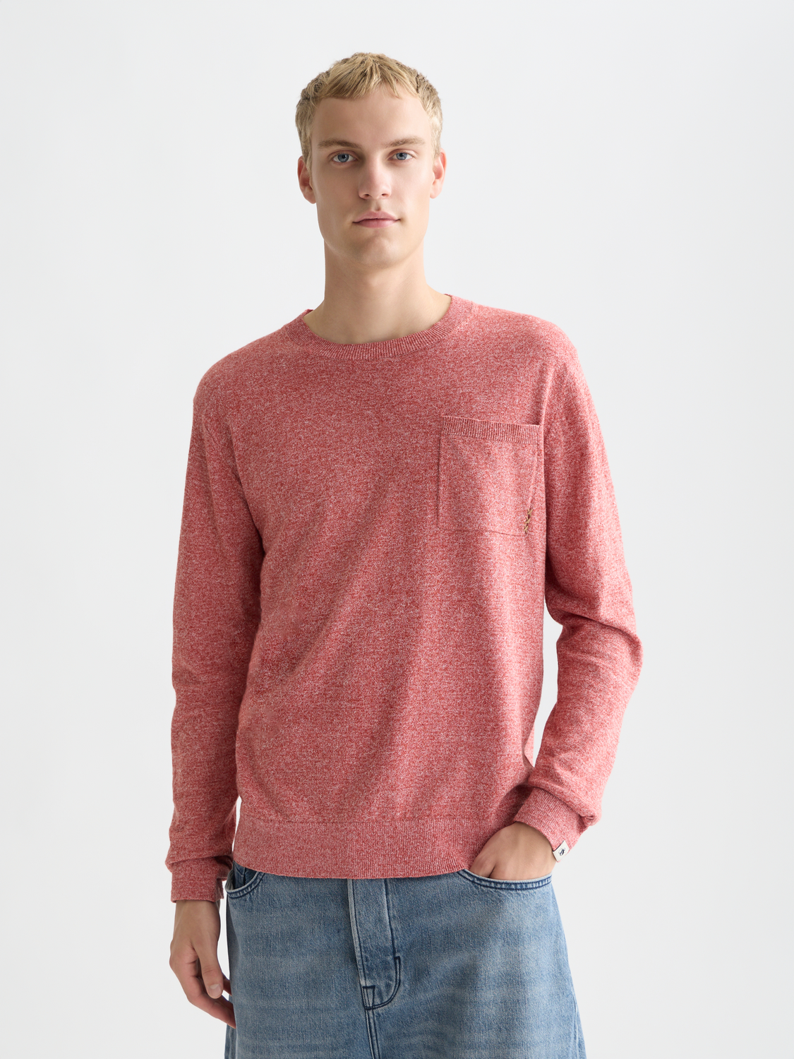Linen-Blend Melange Regular-Fit Pullover