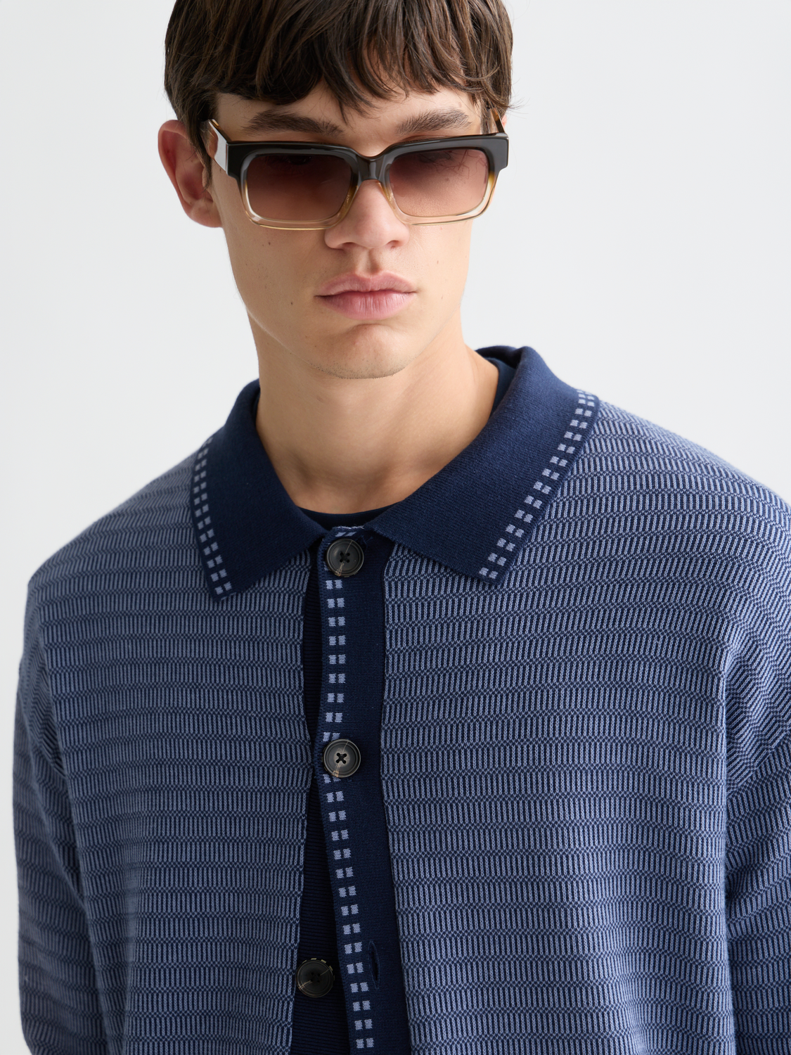 Polo Dropped Shoulder Cardigan