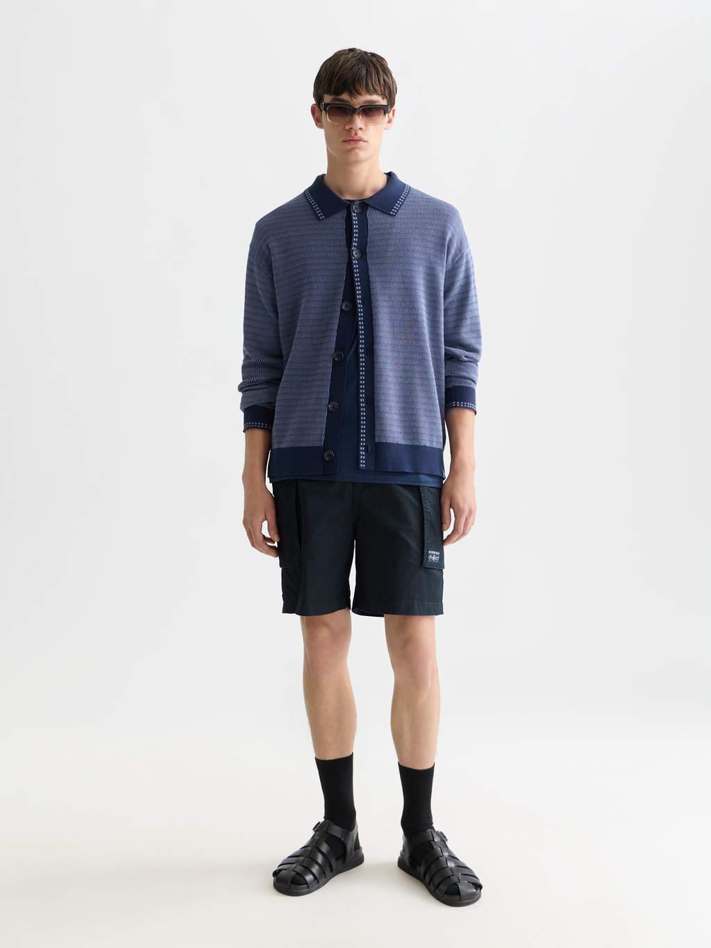 Polo Dropped Shoulder Cardigan