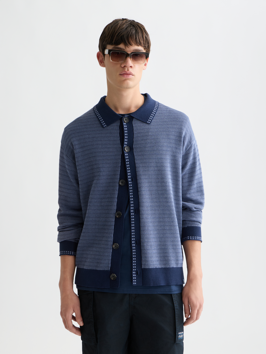 Polo Dropped Shoulder Cardigan