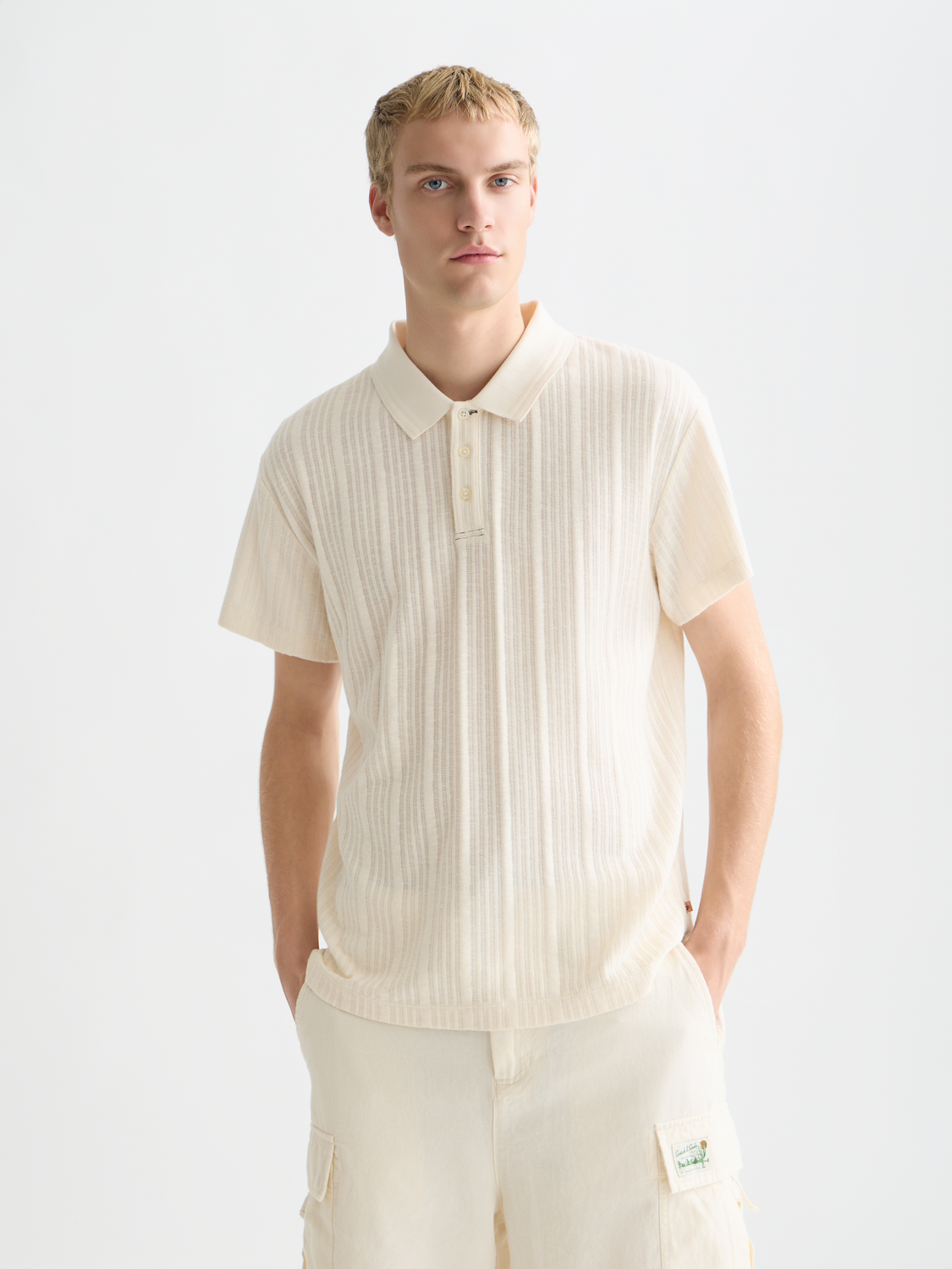 Structured Ribbed Relaxed-Fit Polo