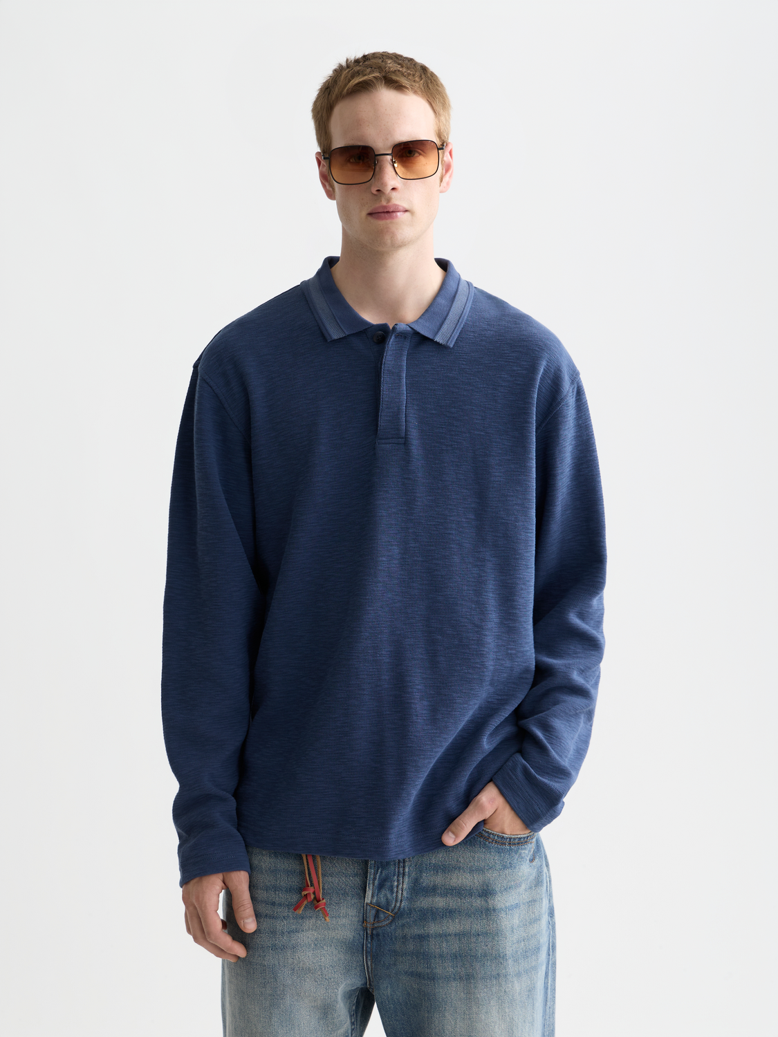 Structured Relaxed-Fit Long-Sleeved Polo