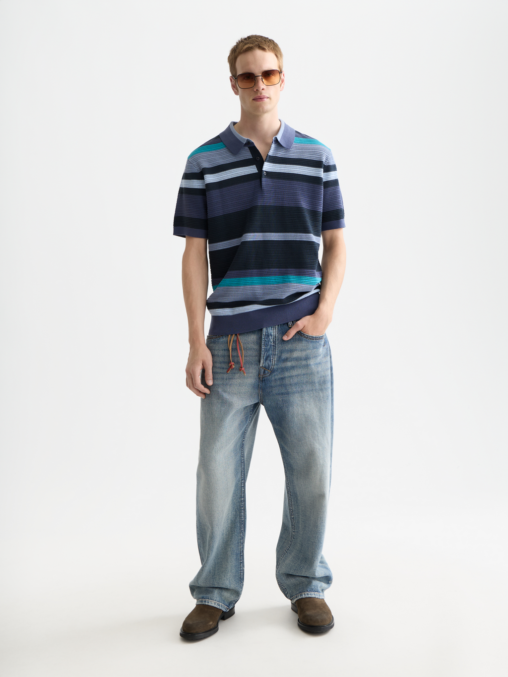 Knitted Striped Regular-Fit Polo