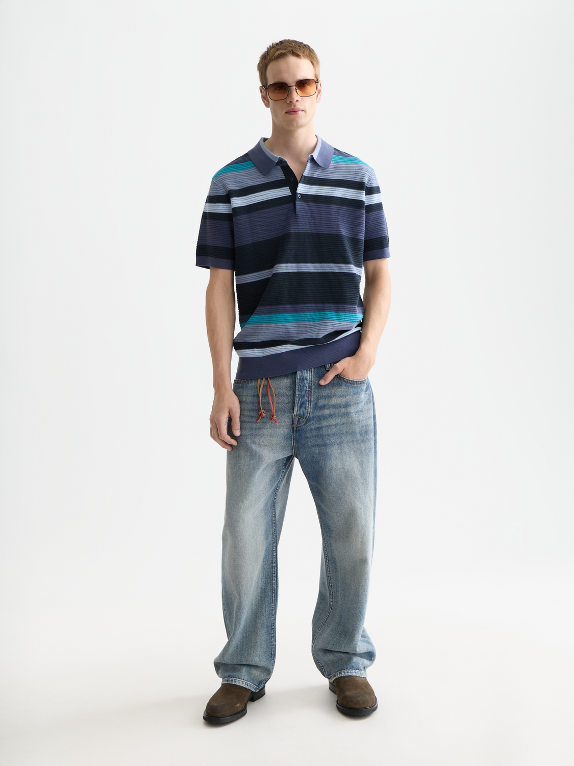 Knitted Striped Regular-Fit Polo