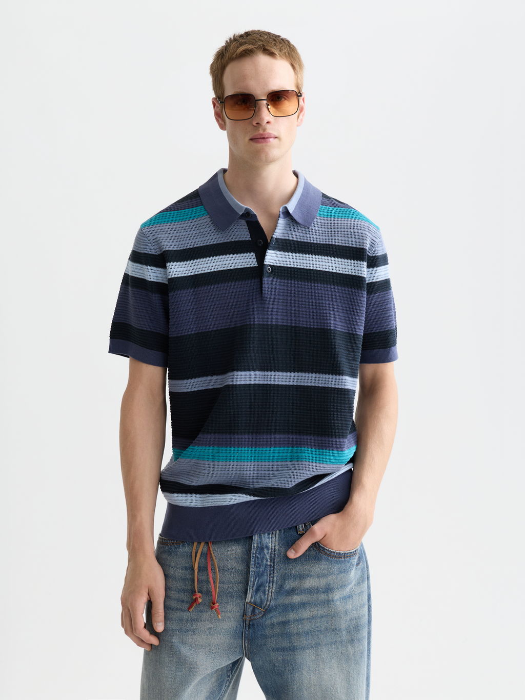 Knitted Striped Regular-Fit Polo