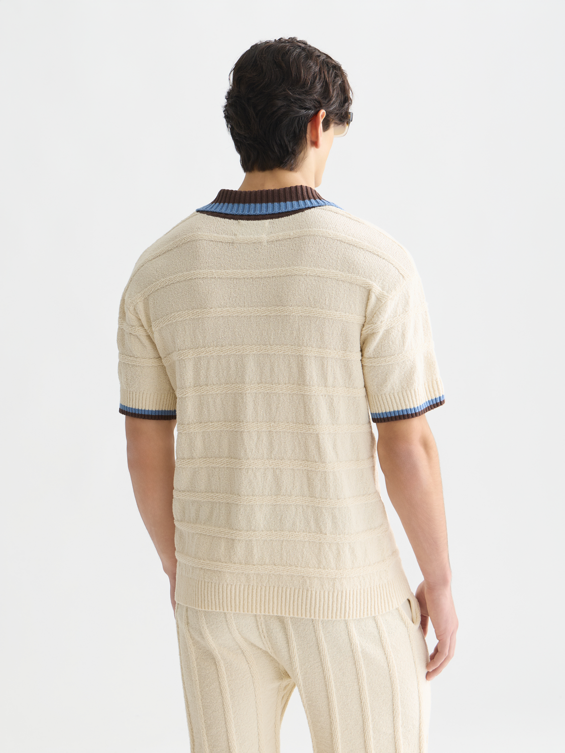 Structured Knitted Loose-Fit Polo