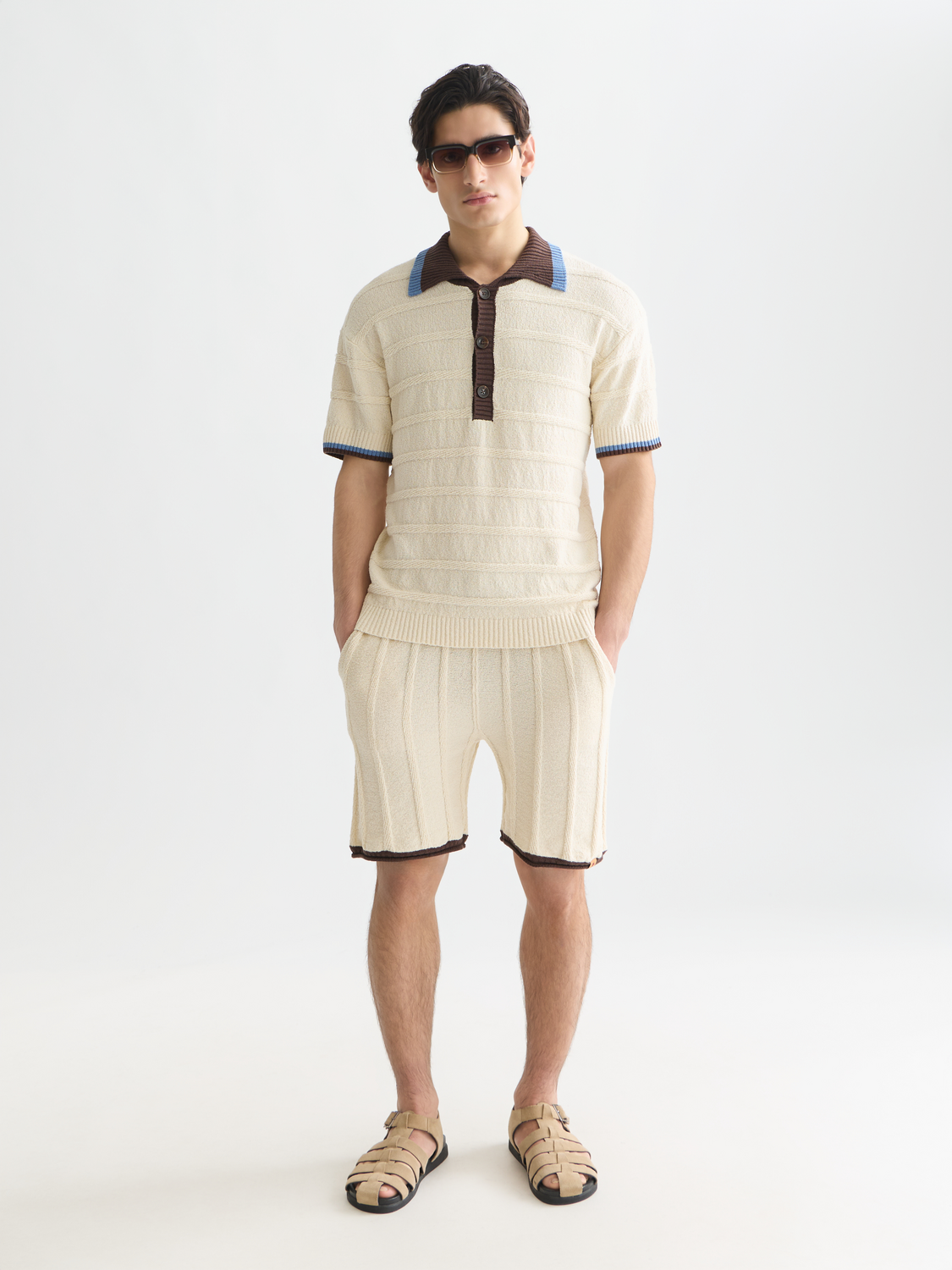 Structured Knitted Loose-Fit Polo