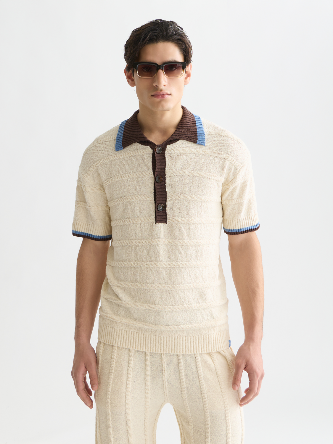 Structured Knitted Loose-Fit Polo