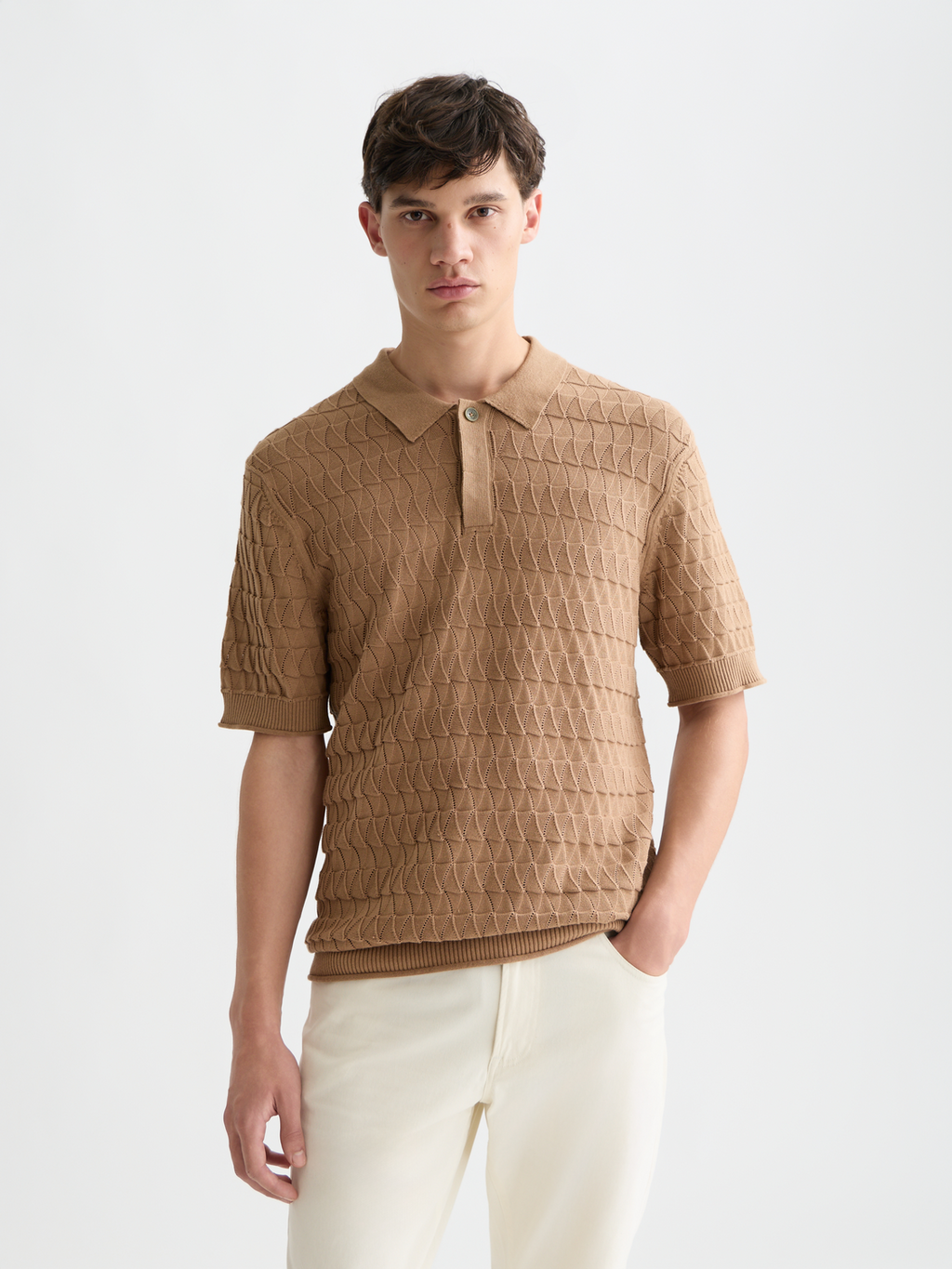 Pointelle Knitted Regular Fit Polo