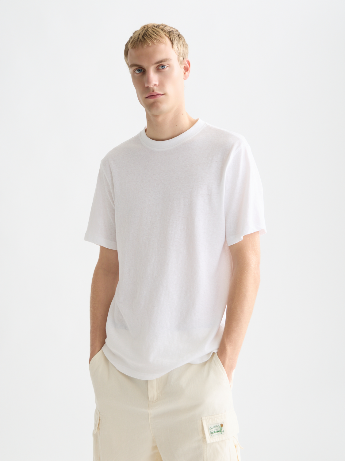 3 Crosses Cotton-Linen Regular-Fit T-Shirt