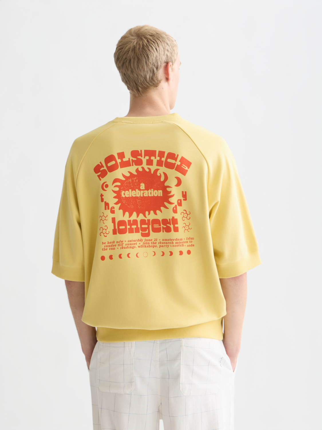 Front And Back Artwork Loose-Fit Short Sleeve Sweatshirt