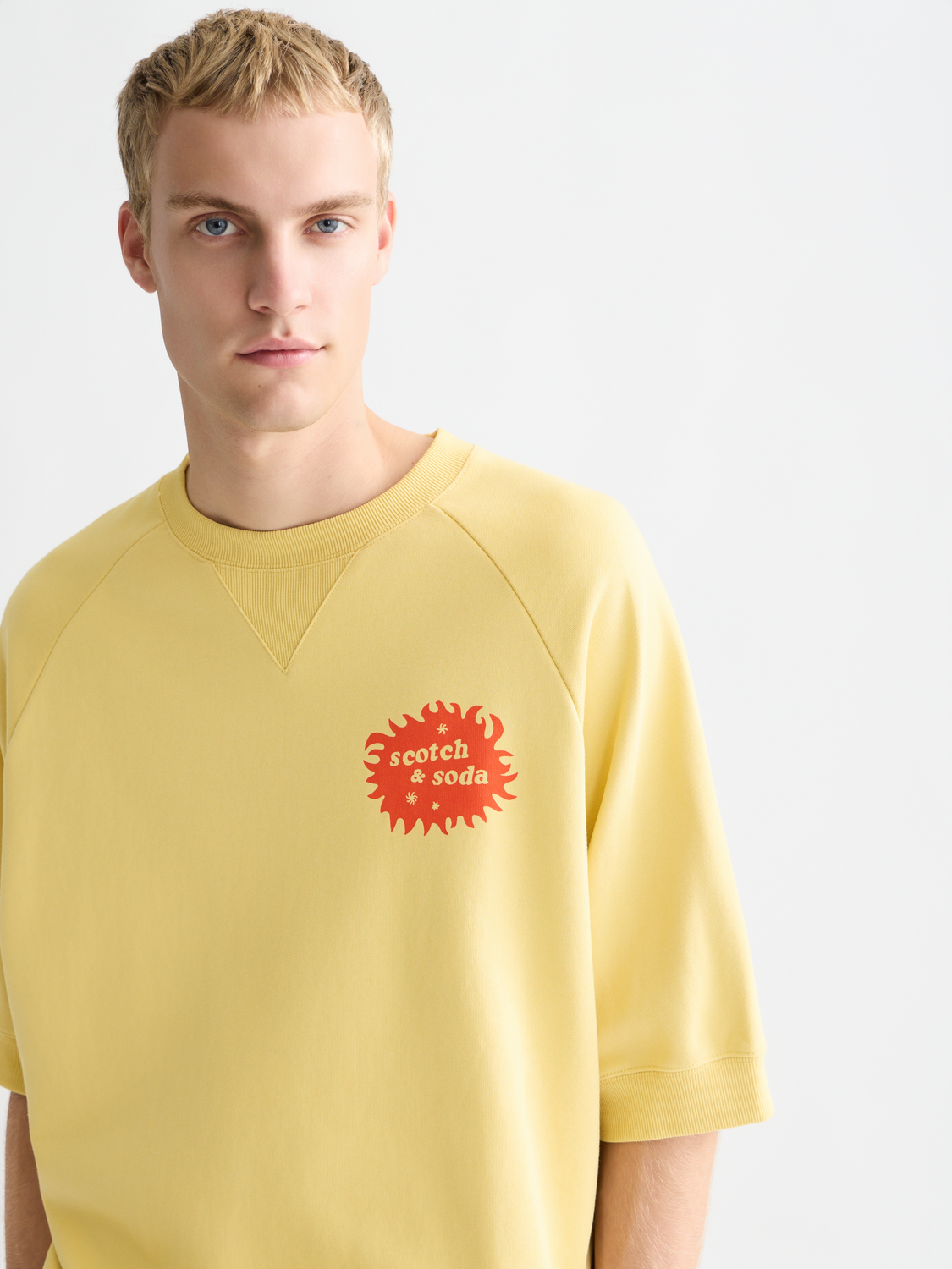 Front And Back Artwork Loose-Fit Short Sleeve Sweatshirt