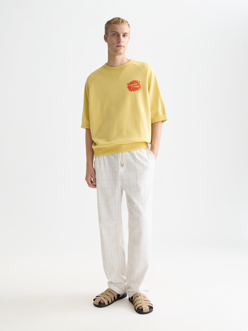 Front And Back Artwork Loose-Fit Short Sleeve Sweatshirt