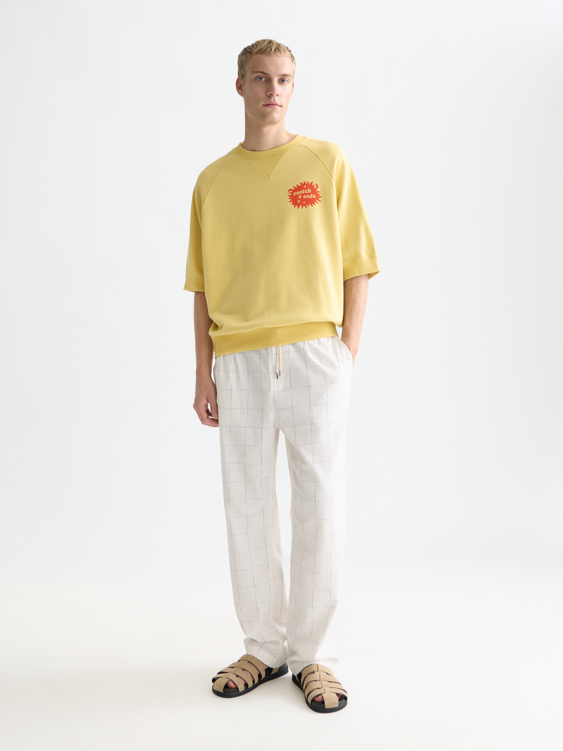 Front And Back Artwork Loose-Fit Short Sleeve Sweatshirt