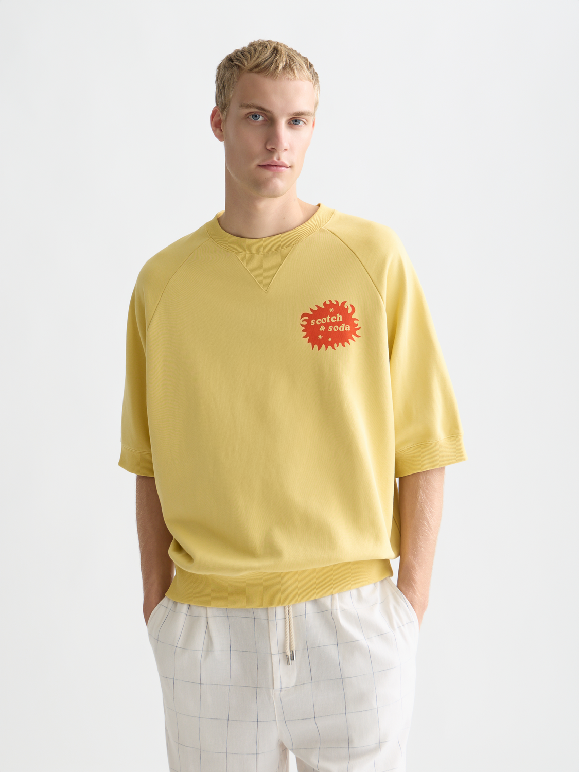 Front And Back Artwork Loose-Fit Short Sleeve Sweatshirt